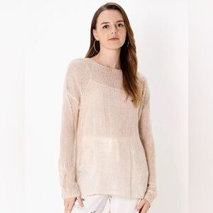 Zara Distressed Cream Knit Sweater